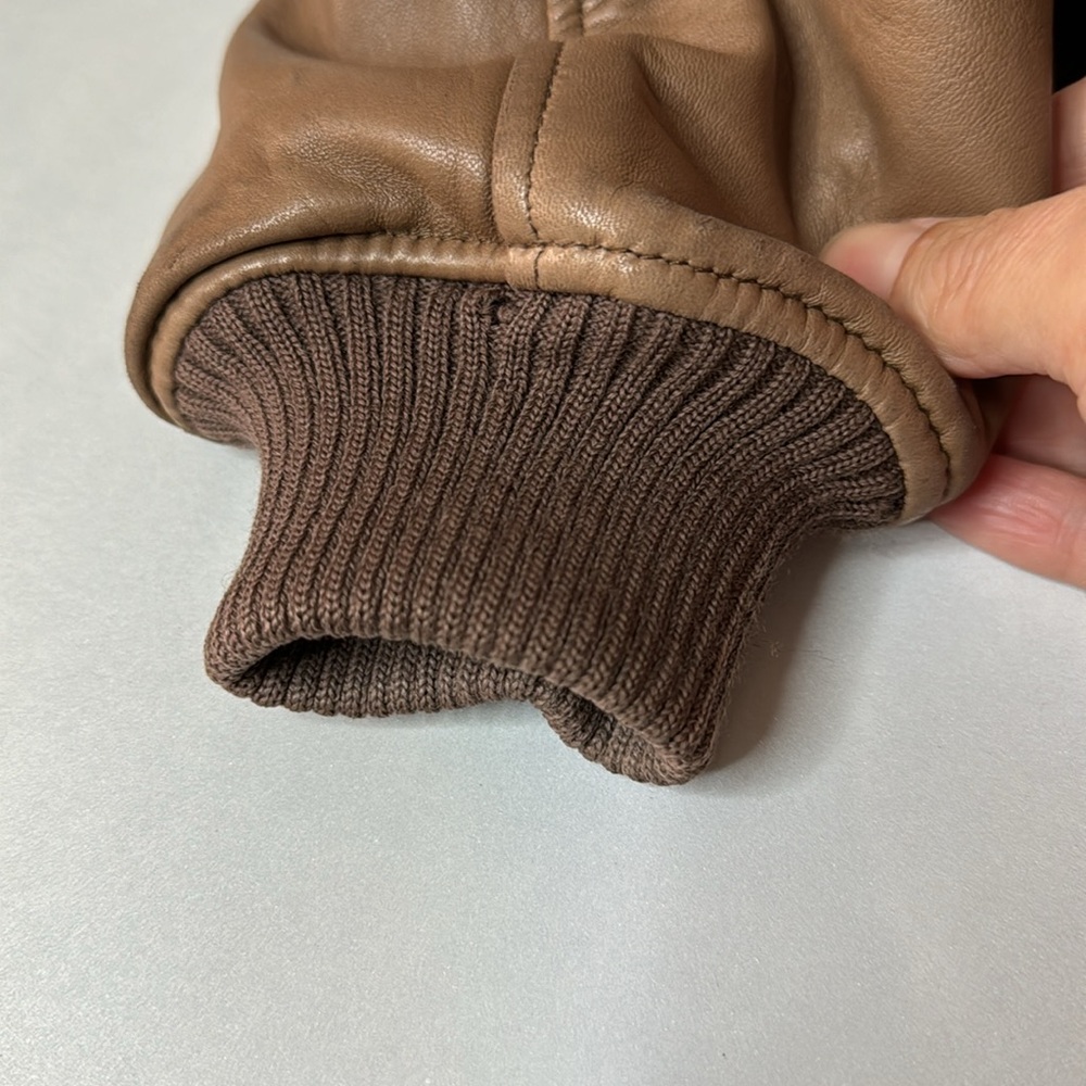Vintage Abercrombie & Fitch Bomber Jacket - Brown Leather - Size L - Picture 8 of 16